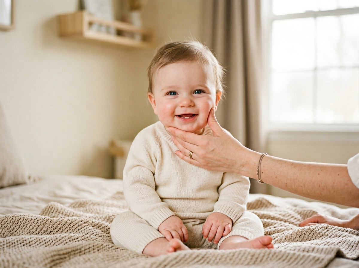 Genitori che puliscono delicatamente le gengive del neonato, primo spazzolino da denti per il bambino, routine di igiene orale, cura orale del neonato e igiene della dentizione.