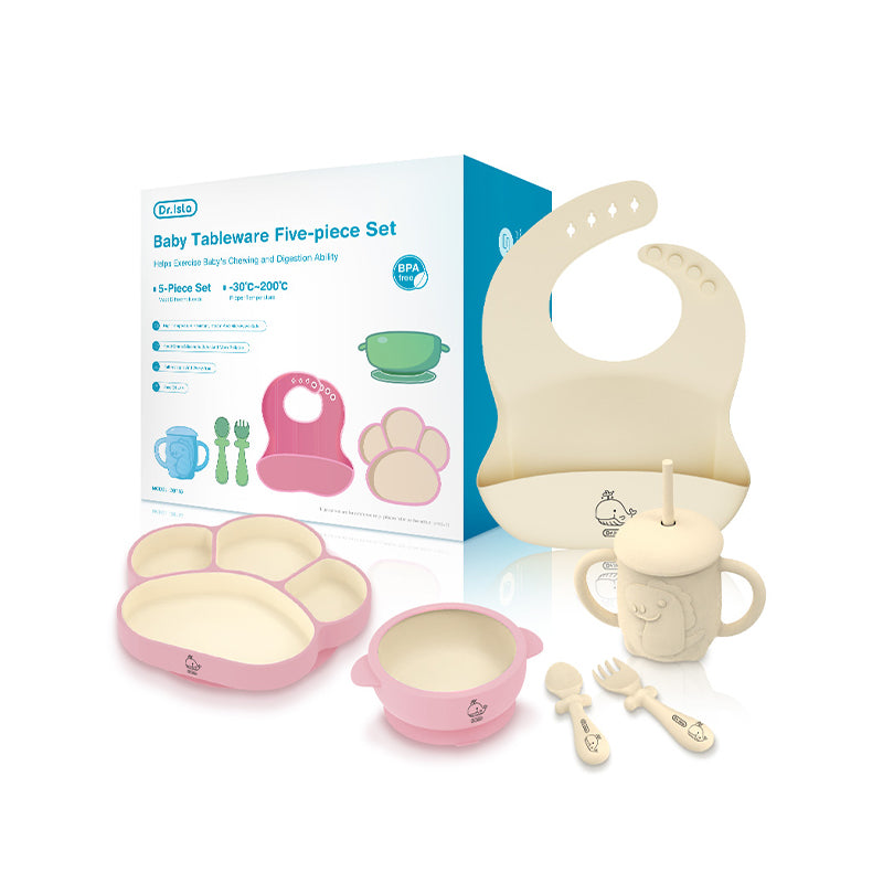Set di 5 pezzi di stoviglie in silicone per neonati
