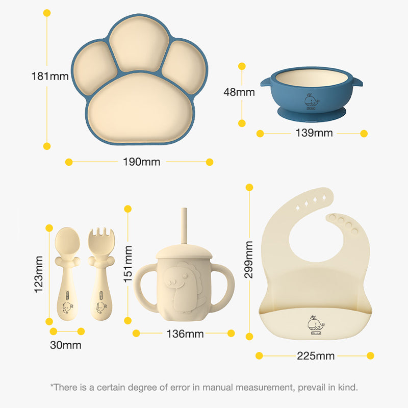 Set di 5 pezzi di stoviglie in silicone per neonati